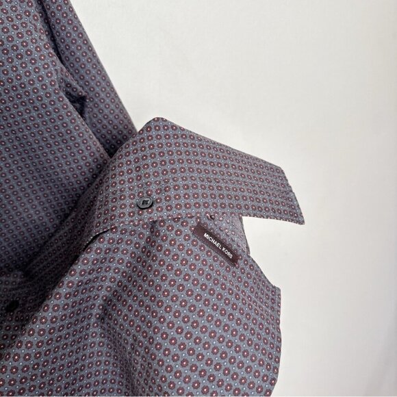 Michael Kors Mens Medium Slim Fit Patterned Printed Button Shirt - Picture 9 of 14
